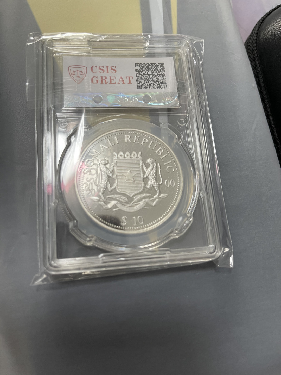 CSIS-GREAT评级精品钱币拍卖第八十七期 索马里龙女出海龙年彩银币 CSIS69