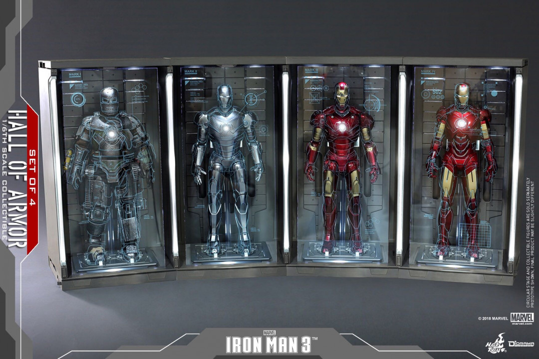 零元拍：Hottoys ：1/6 钢铁侠 盔甲格纳库 7库套装