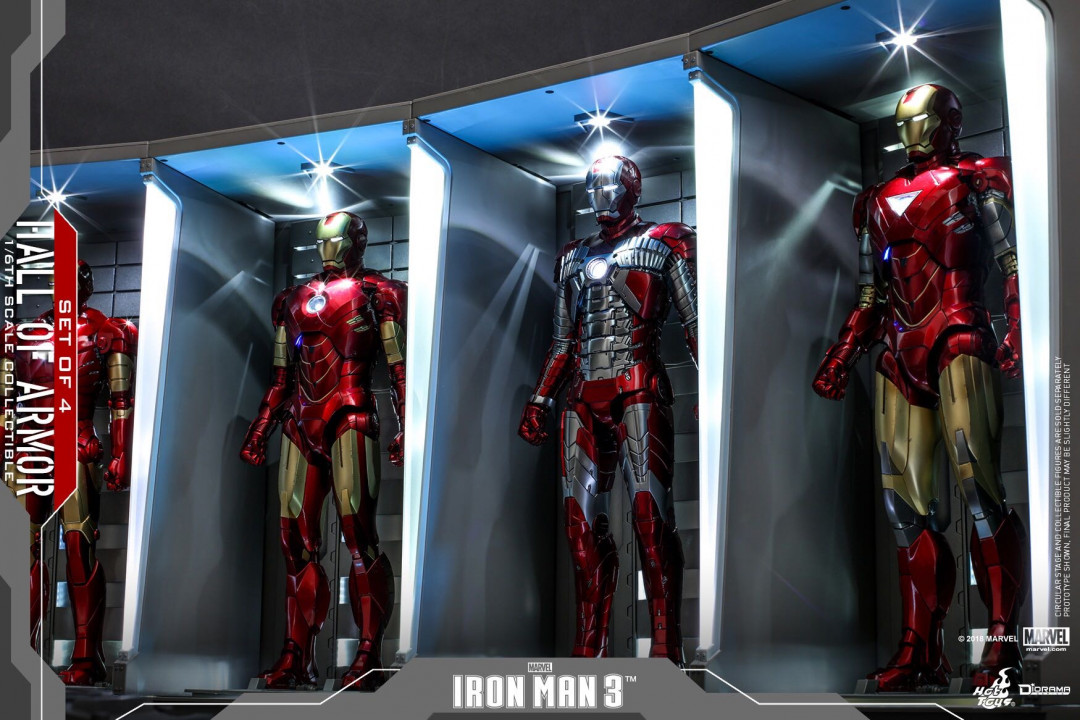 零元拍：Hottoys ：1/6 钢铁侠 盔甲格纳库 7库套装