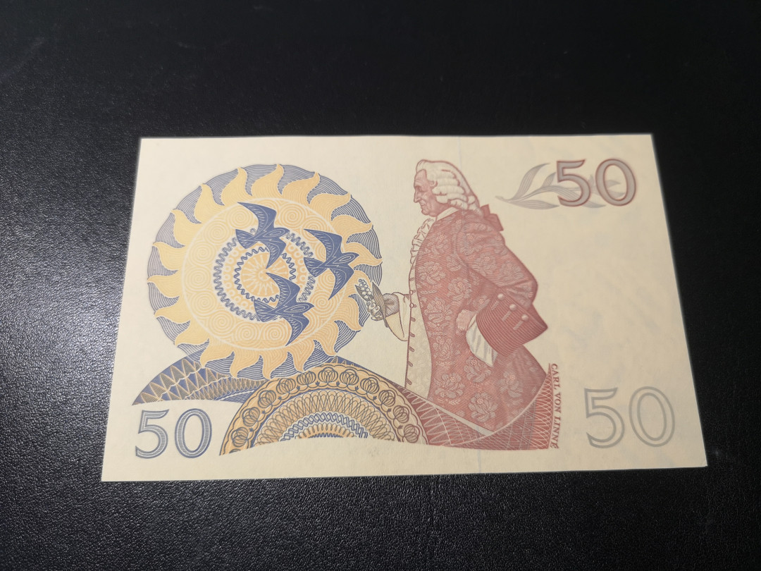 《外钞收藏家》第一百零八期拍卖 1990年瑞典50克朗 全新UNC