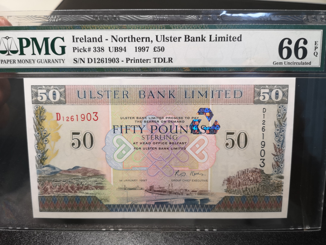 《外钞收藏家》第一百零八期拍卖 1997年北爱尔兰50镑 PMG66