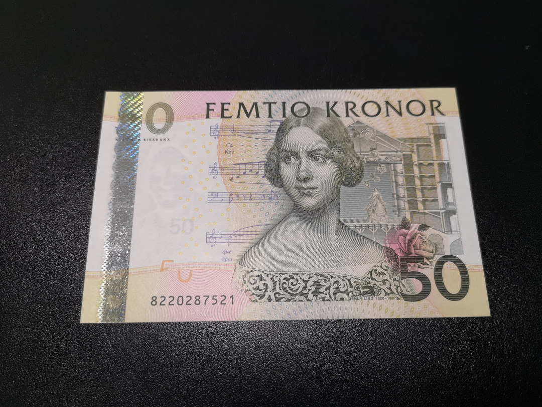 《外钞收藏家》第一百零八期拍卖 瑞典50克朗 夜莺 全新UNC