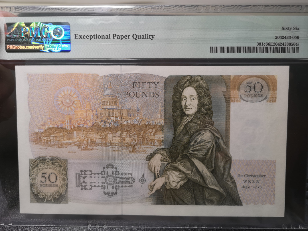 《外钞收藏家》第一百零八期拍卖 1991-93年英国D序列50镑 PMG66 跟上一张是同号 同签名