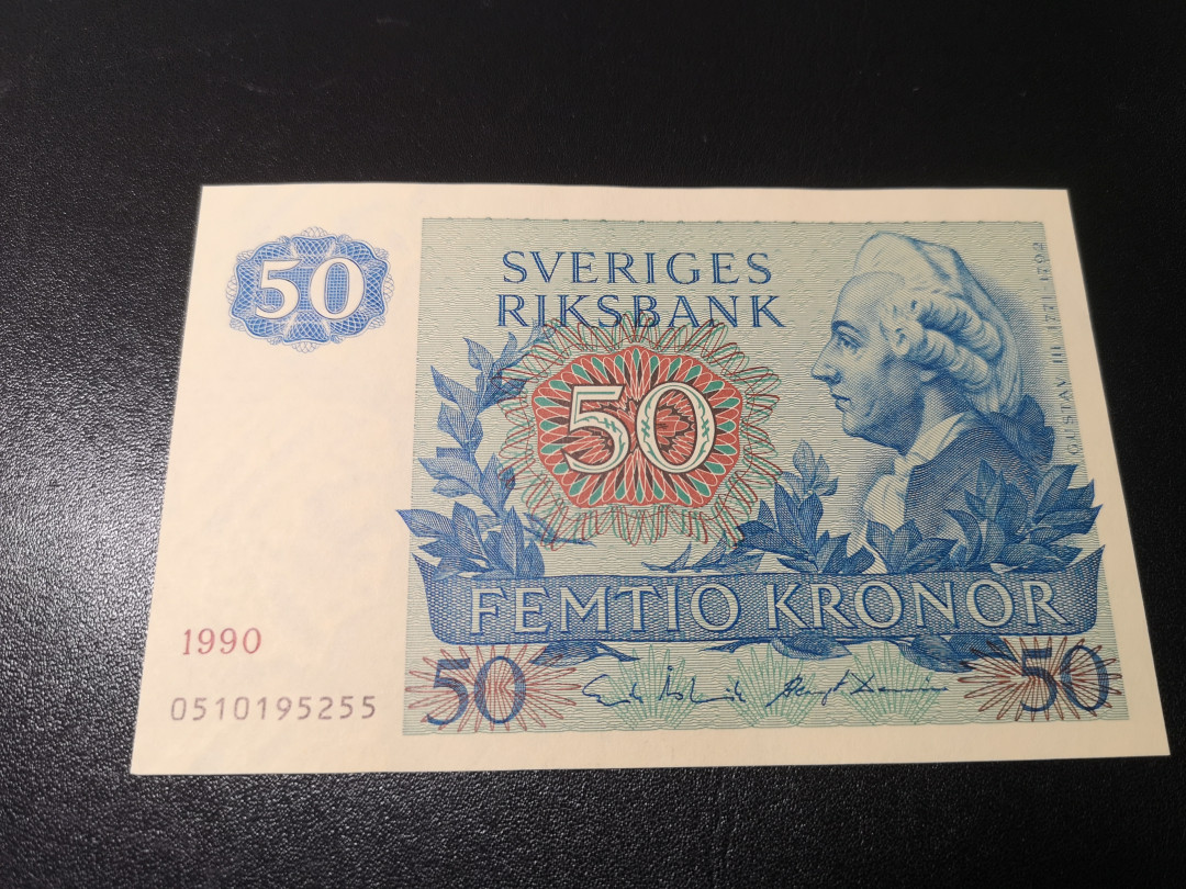《外钞收藏家》第一百零八期拍卖 1990年瑞典50克朗 全新UNC