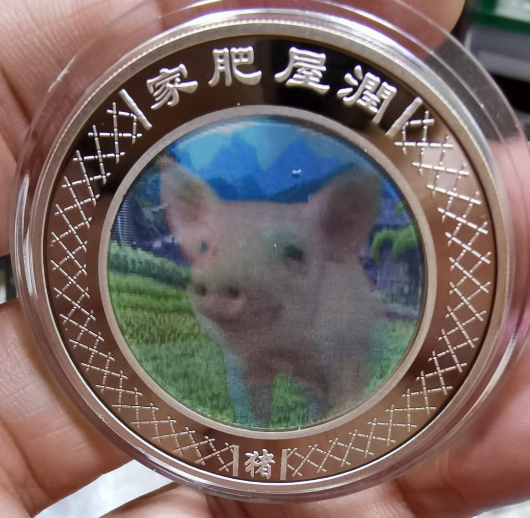 北京马甸外币专卖微拍第五十期，外国金银币专场，陆续上新欢迎关注 2007年澳大利亚彩色动漫会移动的猪精制银币，重量：1盎司，成色：999，品相如图