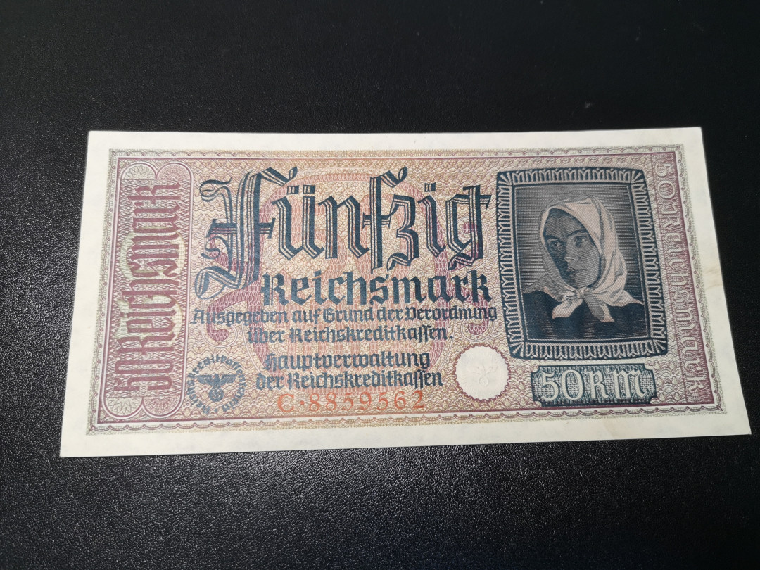 《外钞收藏家》第一百零八期拍卖 德国老票 50马克 AU品相 如图