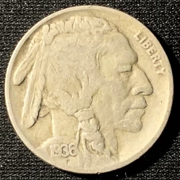 紫瑗钱币—微拍第136期  美国 1936年 印第安人与牦牛 5美分 镍币