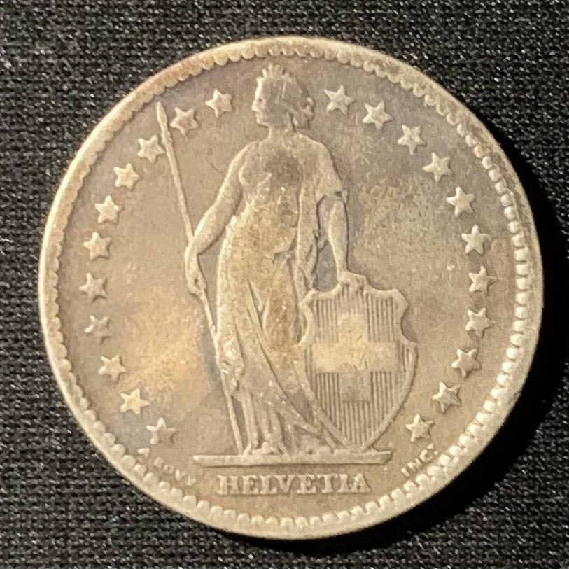 紫瑗钱币—微拍第136期  瑞士 1878年 2法郎 10克 0.835银 早期年份少