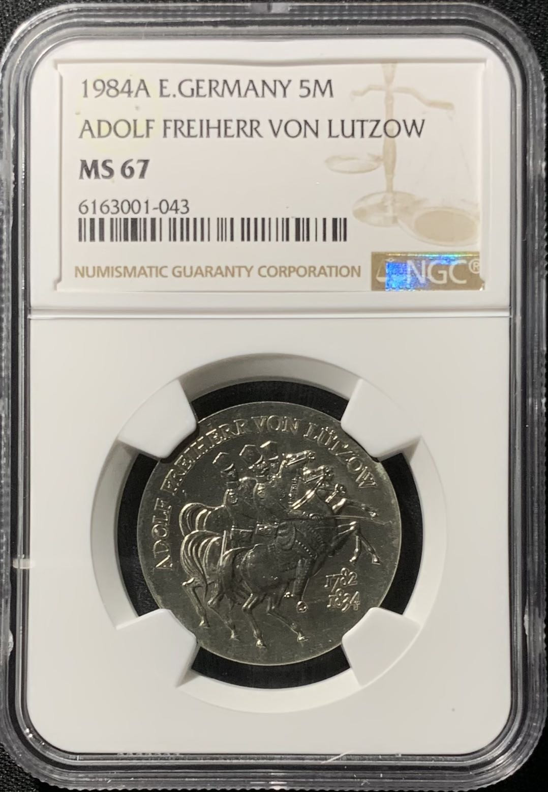 紫瑗钱币—微拍第136期  德国 东德 1984年 阿道夫逝世150周年 5马克 NGC MS67