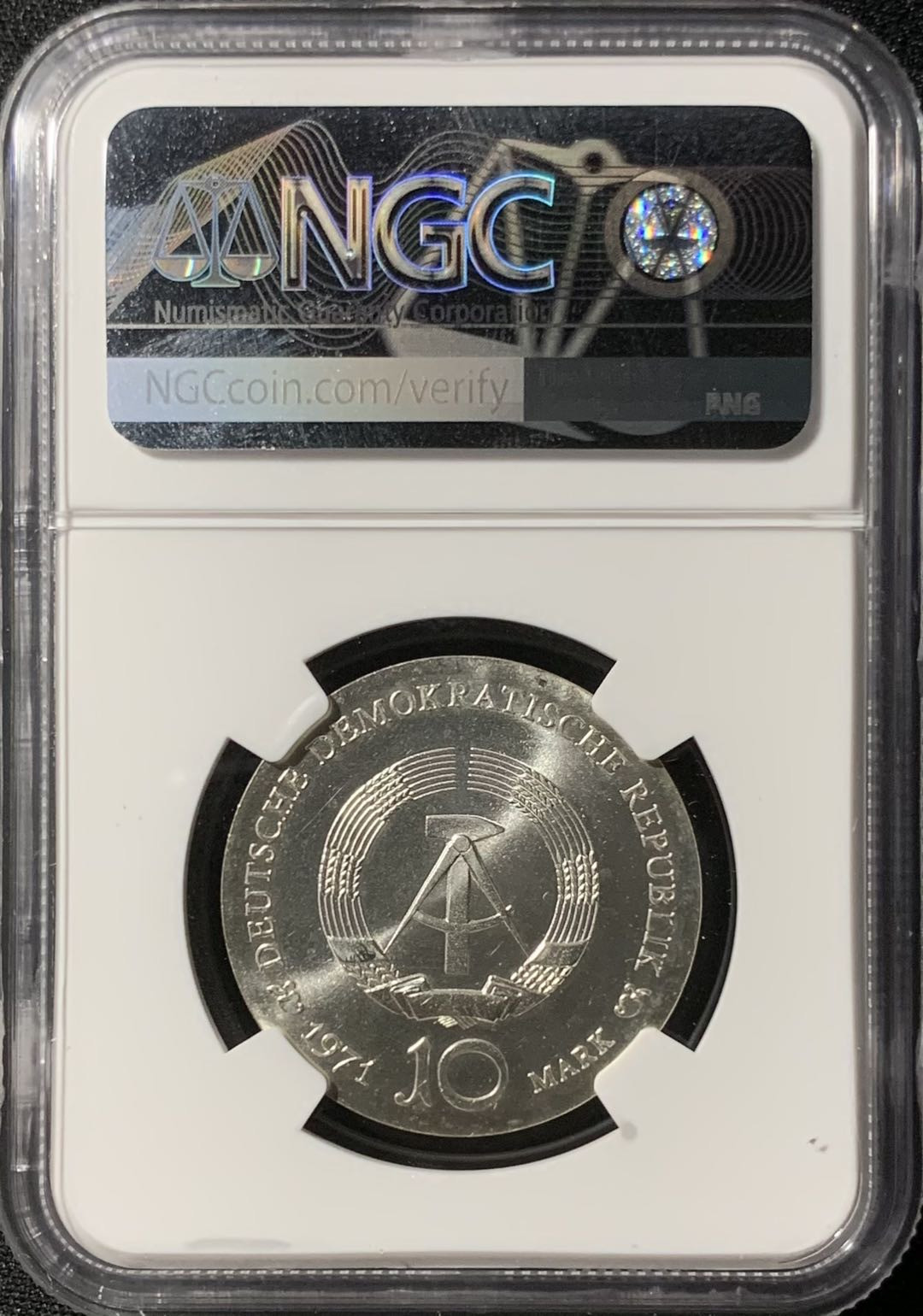 紫瑗钱币—微拍第136期  德国 东德 1971年 阿尔布雷特▪丢勒10马克 银币 NGC MS67