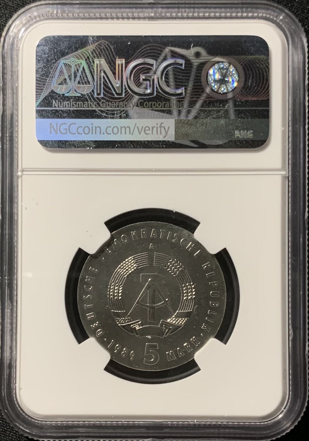 紫瑗钱币—微拍第136期  德国 东德 1989年 卡尔奥西茨基诞辰100周年 5马克 NGC MS67