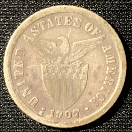 紫瑗钱币—微拍第136期  美属菲律宾 1907 女神与火山 10分 2克 0.75银