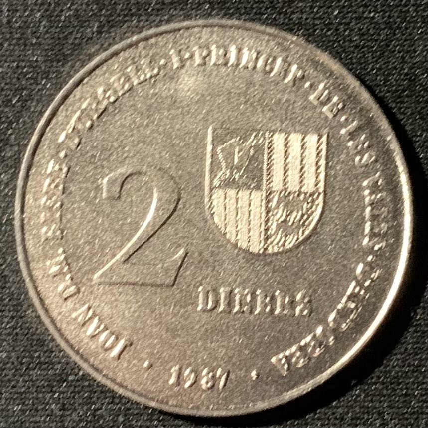 紫瑗钱币—微拍第136期  安道尔 1987年 1992年奥运会 2第纳尔 镍币 