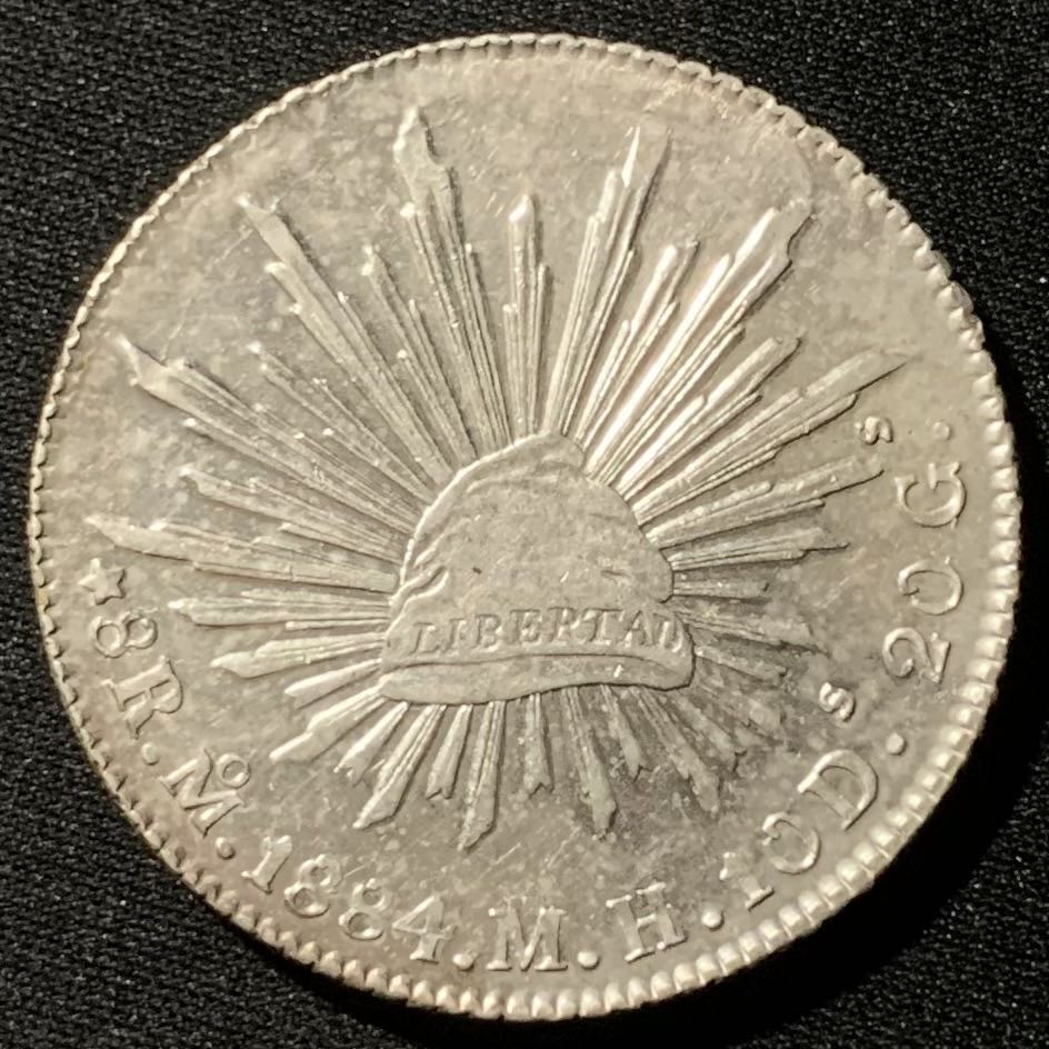 紫瑗钱币—微拍第136期  墨西哥 1884年 MO MH 在华流通 花边鹰洋 8里亚尔 银元 全毛