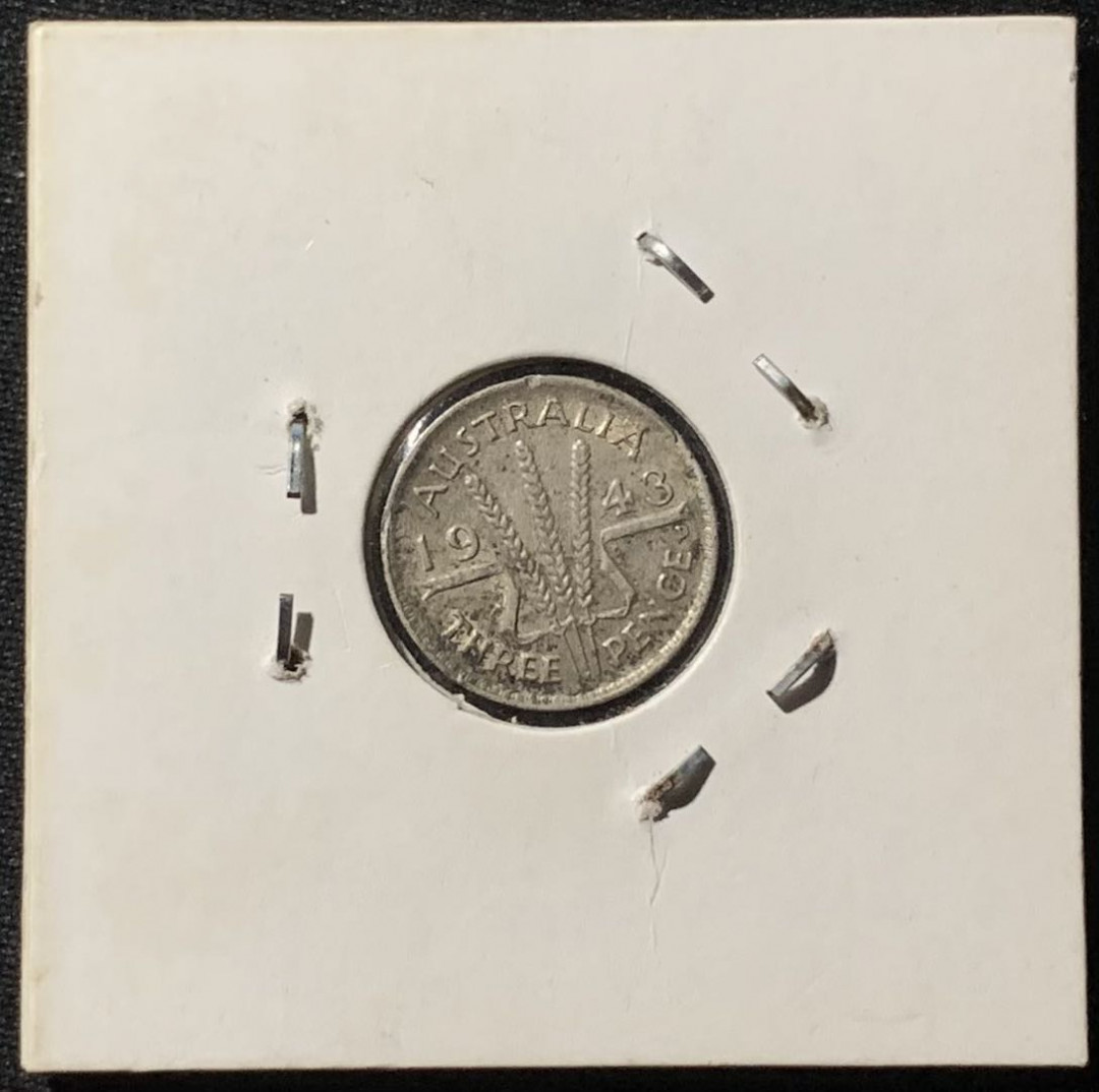 紫瑗钱币—微拍第136期  澳大利亚 1943年 乔治六世 3便士 银币