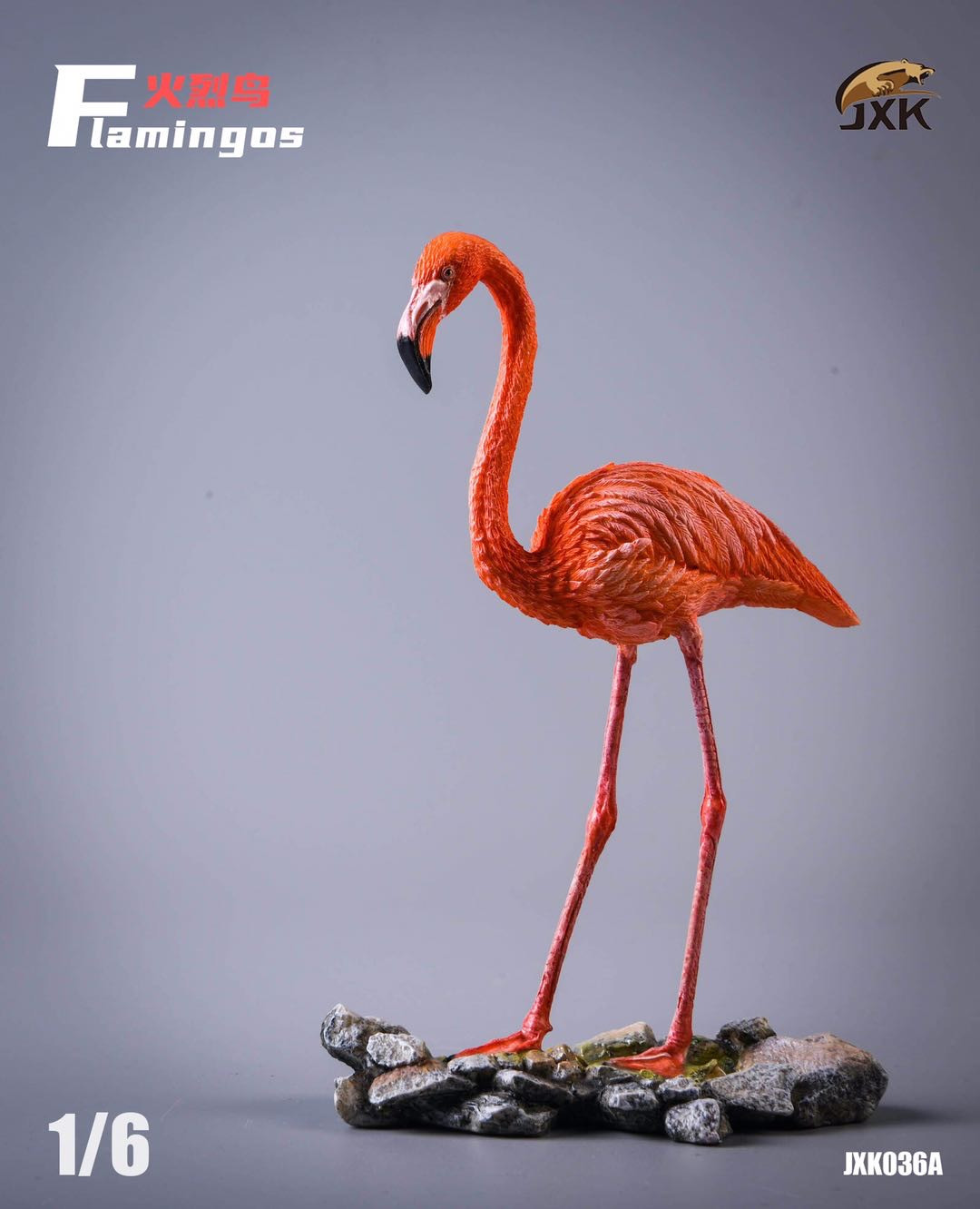 零元拍： JXK 1/6 鸟类系列～火烈鸟 JXK036A 静态动物摆件模型