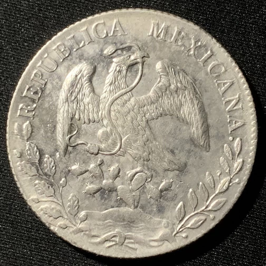 紫瑗钱币—微拍第136期  墨西哥 1895年 MO AM 在华流通 花边鹰洋 8里亚尔 银元 全毛