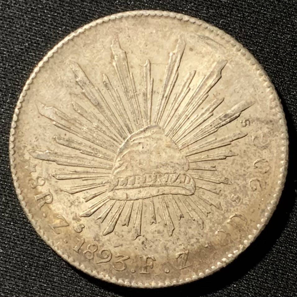 紫瑗钱币—微拍第136期  墨西哥 1893年 ZS FZ 在华流通 花边鹰洋 8里亚尔 银元 全毛