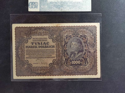 【鲸贝乐淘】千字文·第“孟轲敦素，史鱼秉直”号拍卖 - 【波兰🇵🇱 】1919年1000元，超级大篇幅，稀有品种，流通超级好品，如图品相