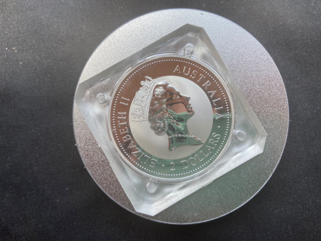 【币观天下】第145期钱币拍卖 【澳大利亚】 澳大利亚1997年2元，2盎司 加大 “哺乳笑翠鸟”加大、反向设制纪念银币