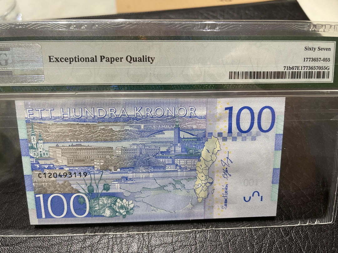 《外钞收藏家》第一百零九期拍卖 2016年瑞典100克朗 嘉宝美女 PMG67