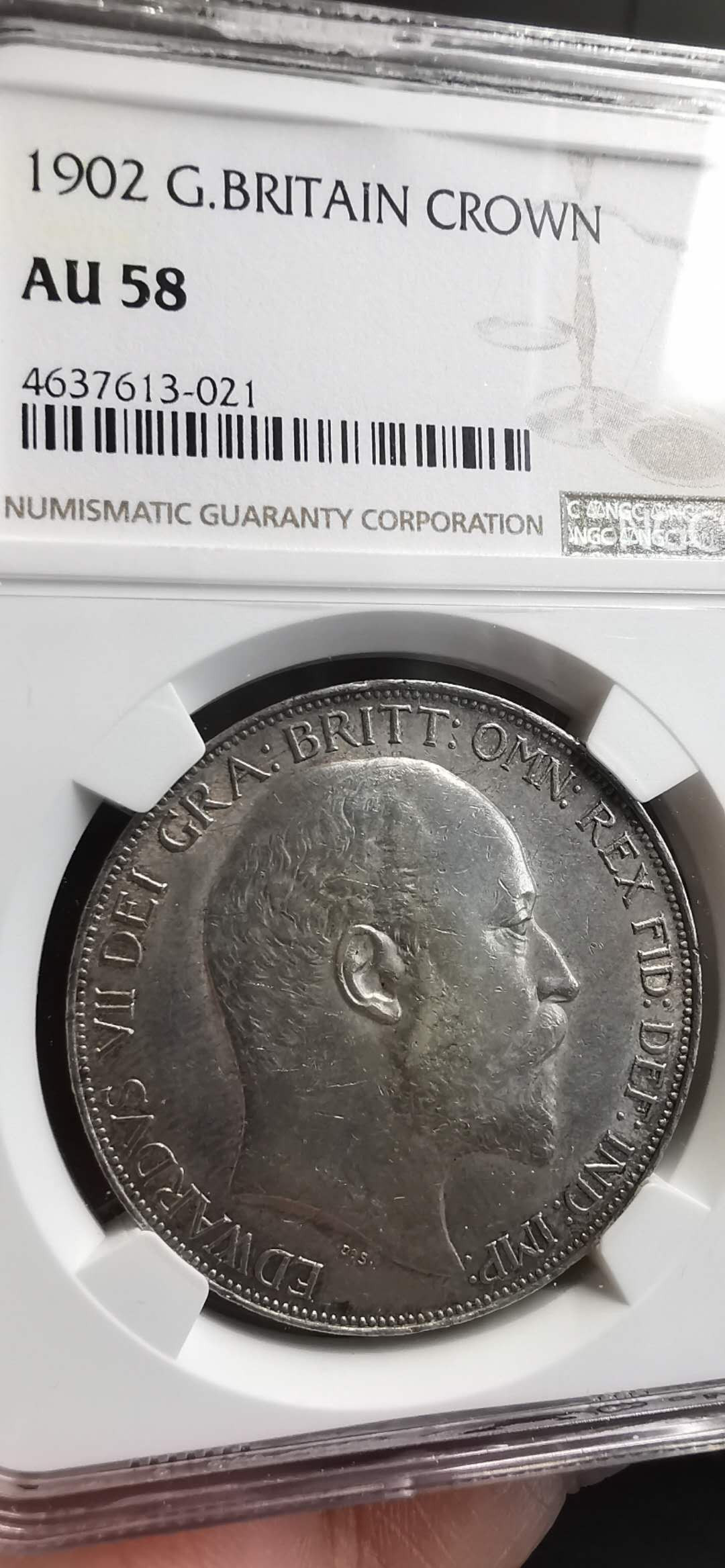 凡希社世界钱币微拍第一百五十六期 1902英国爱七马剑大银NGC-AU58