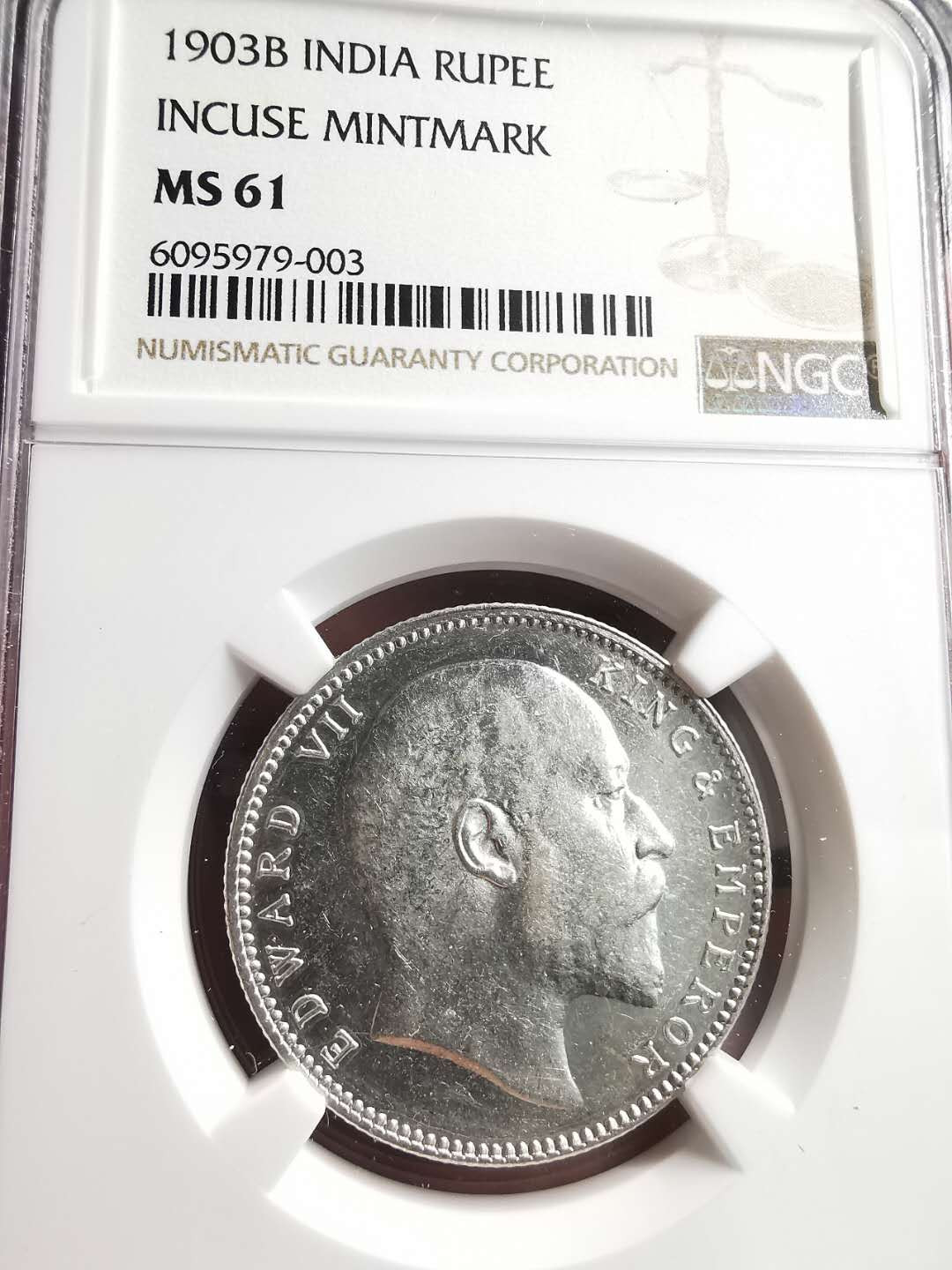 凡希社世界钱币微拍第一百五十六期 1903B英属印度爱七卢比NGC-MS61