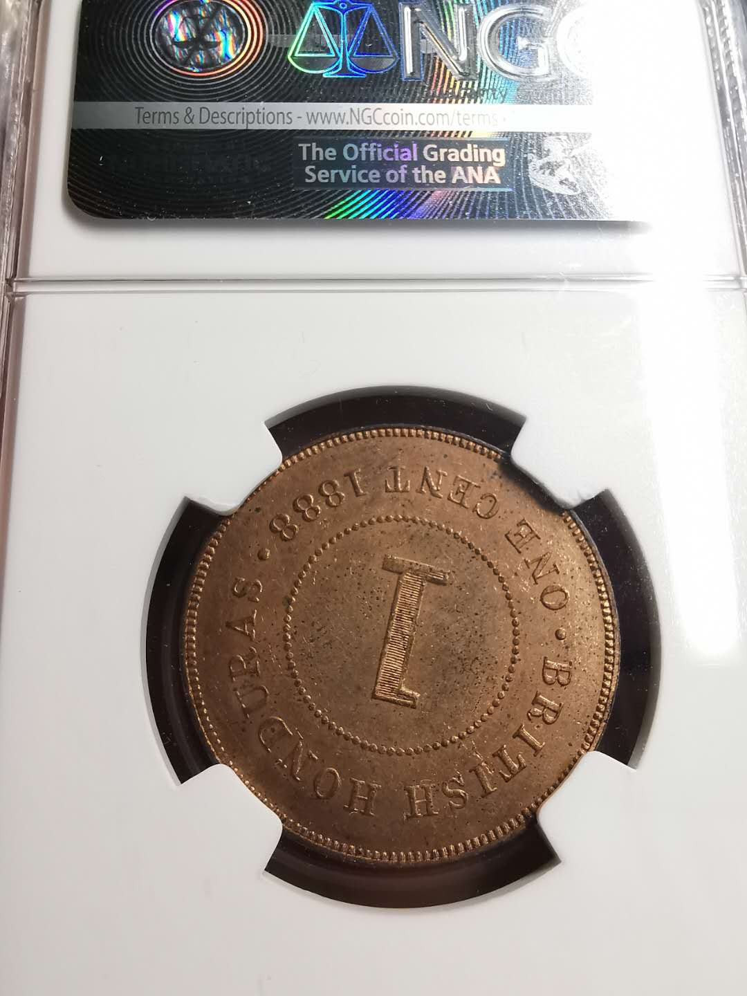 凡希社世界钱币微拍第一百五十六期 1888英属洪都拉斯小维1分NGC-MS63原铜光！