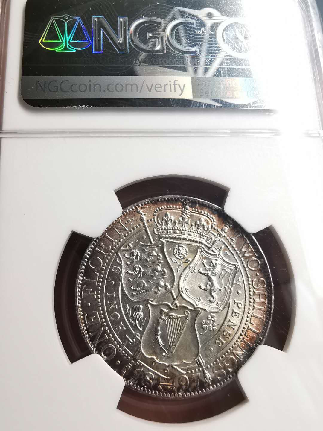 凡希社世界钱币微拍第一百五十六期 1897英国批纱2先令NGC-MS62