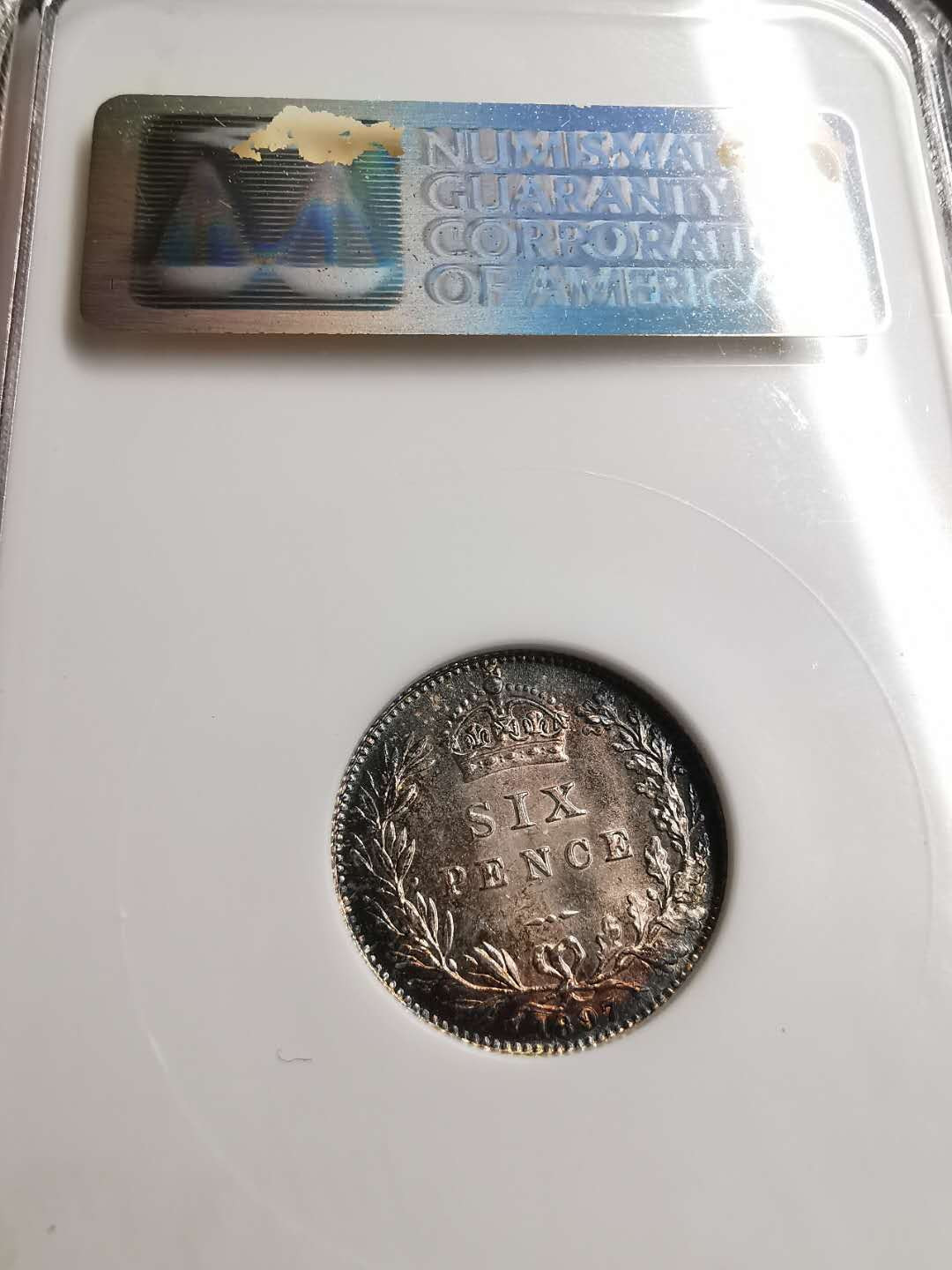 凡希社世界钱币微拍第一百五十六期 1897英国老维6便士NGC-MS64