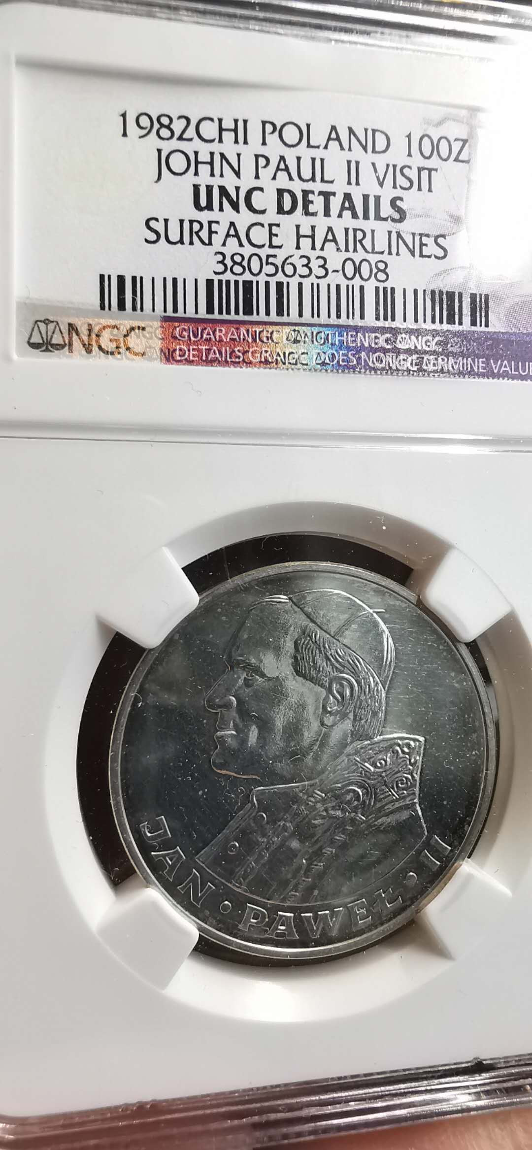 凡希社世界钱币微拍第一百五十六期 1982波兰教皇纪念银币NGC-UNCD