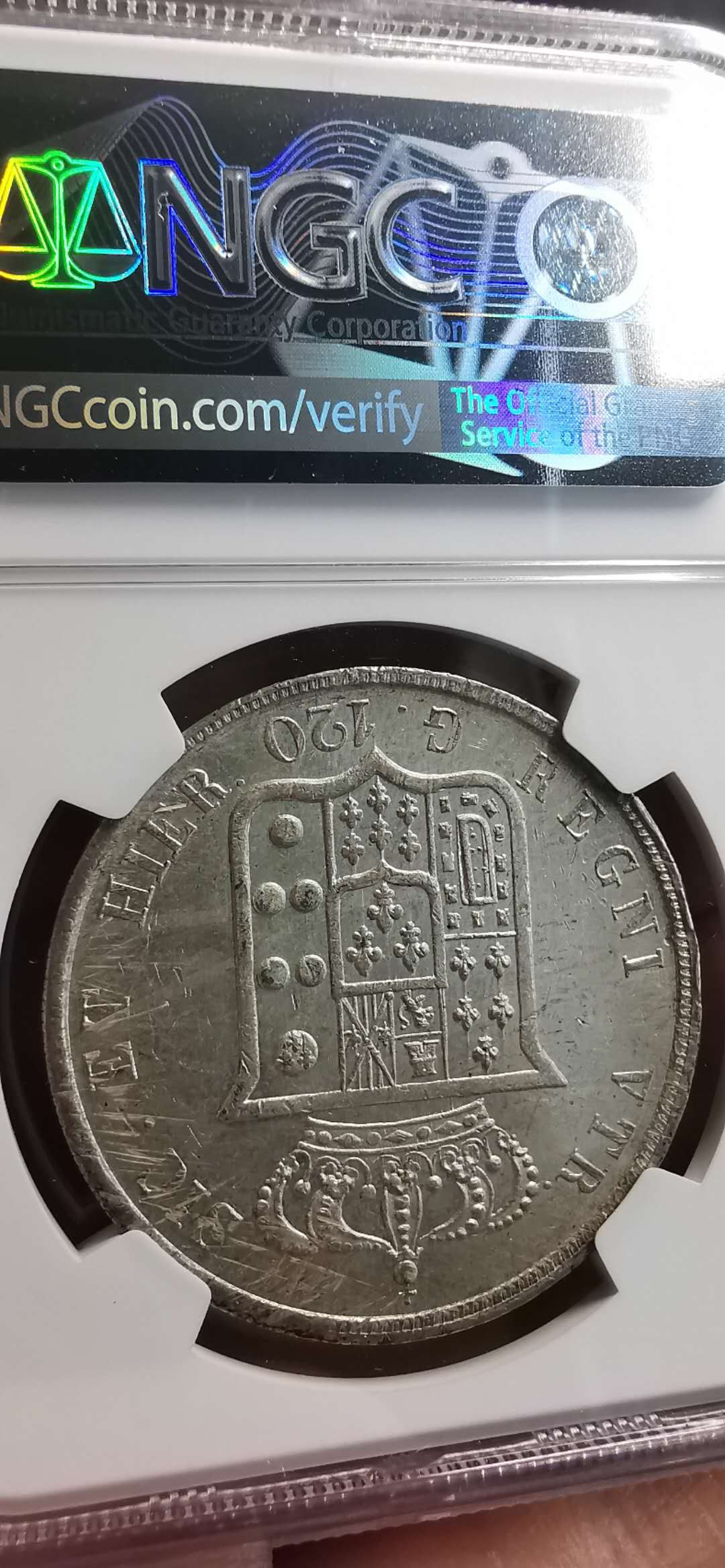 凡希社世界钱币微拍第一百五十六期 1854那不勒斯120G大银NGC-MS63