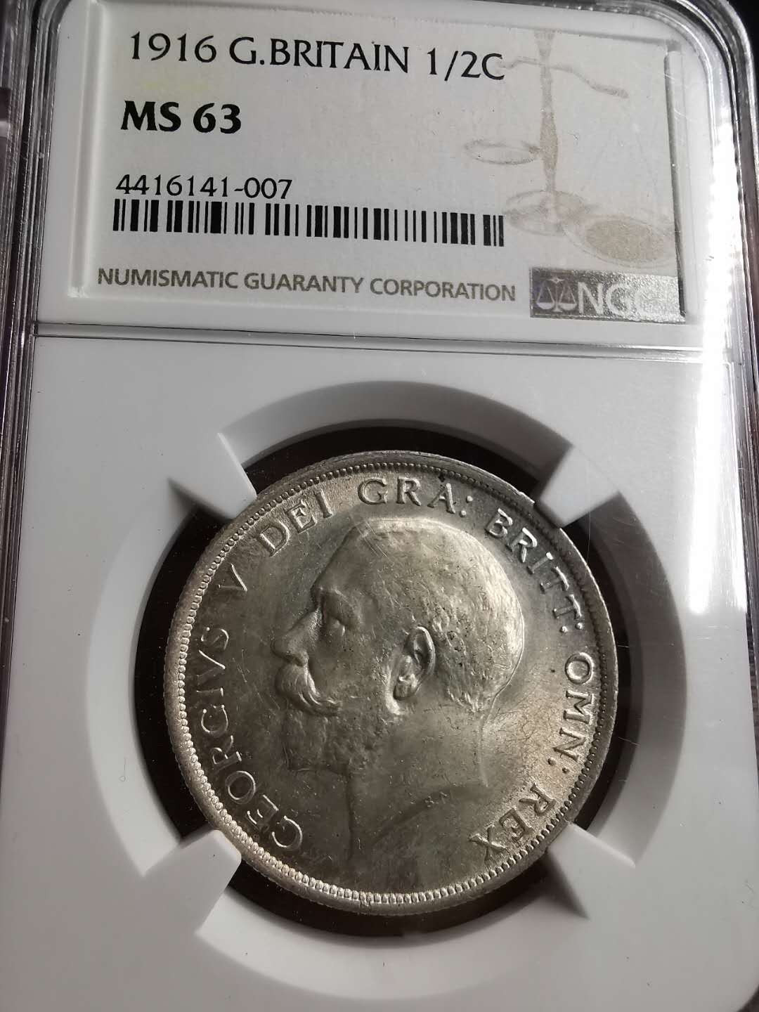 凡希社世界钱币微拍第一百五十六期 1916英国乔五半克朗NGC-MS63