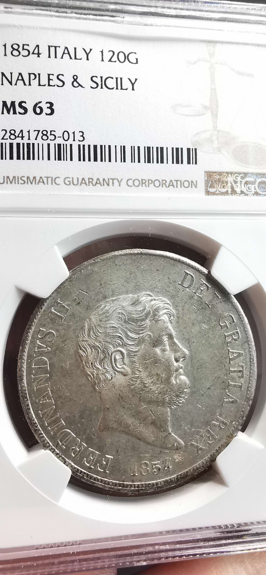 凡希社世界钱币微拍第一百五十六期 1854那不勒斯120G大银NGC-MS63
