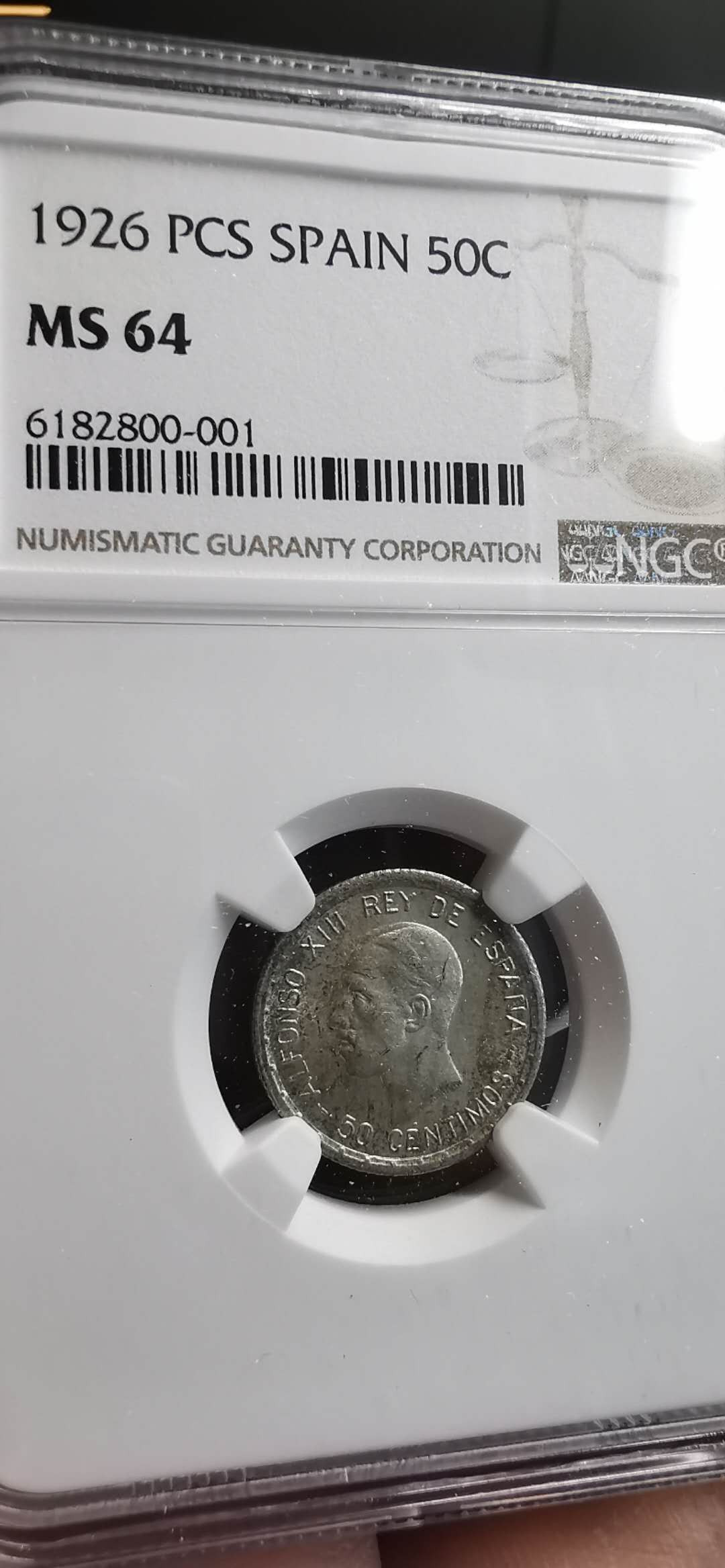 凡希社世界钱币微拍第一百五十六期 1926西班牙50分银币NGC-MS64