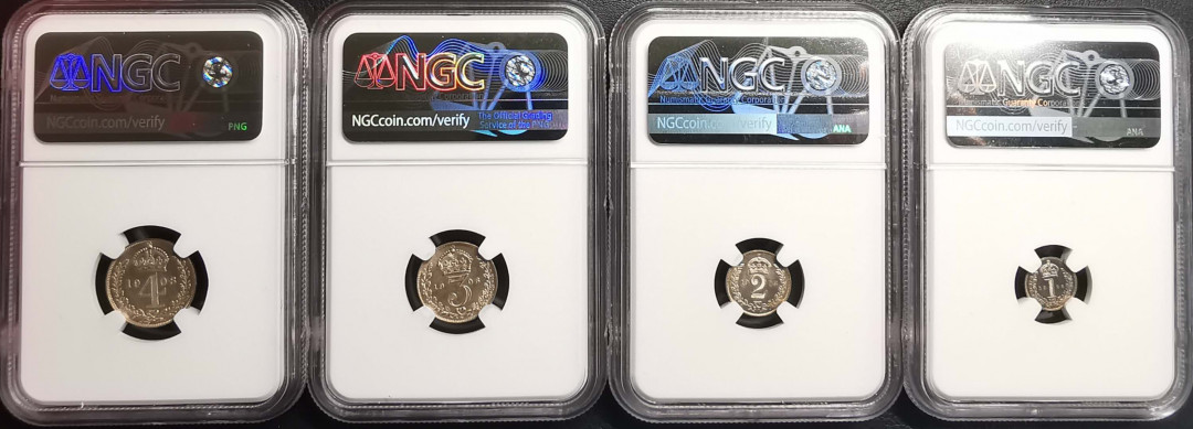 凡希社世界钱币微拍第一百五十六期 1908英国濯足四枚套NGC-MS