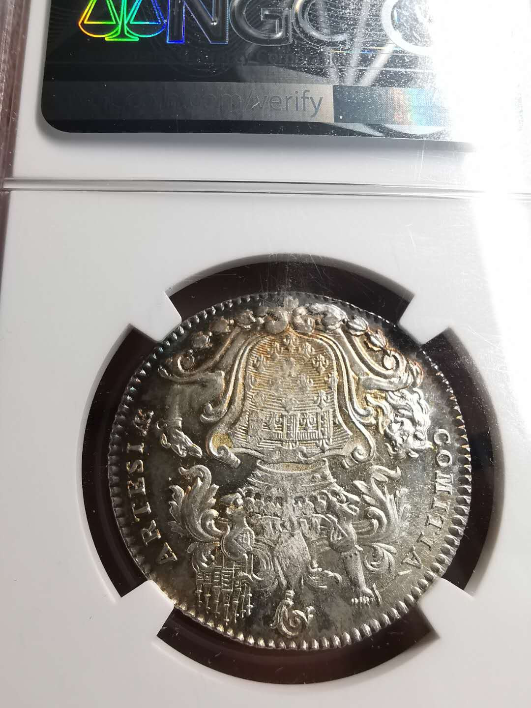 凡希社世界钱币微拍第一百五十六期 法国路易十六阿图瓦省银质JETON NGC-MS61