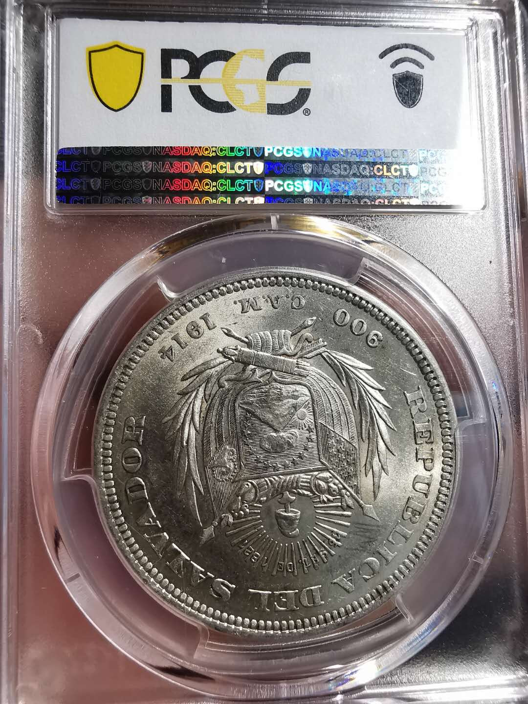 凡希社世界钱币微拍第一百五十六期 荐！1914萨尔瓦多比索大银PCGS-MS63原色银光！