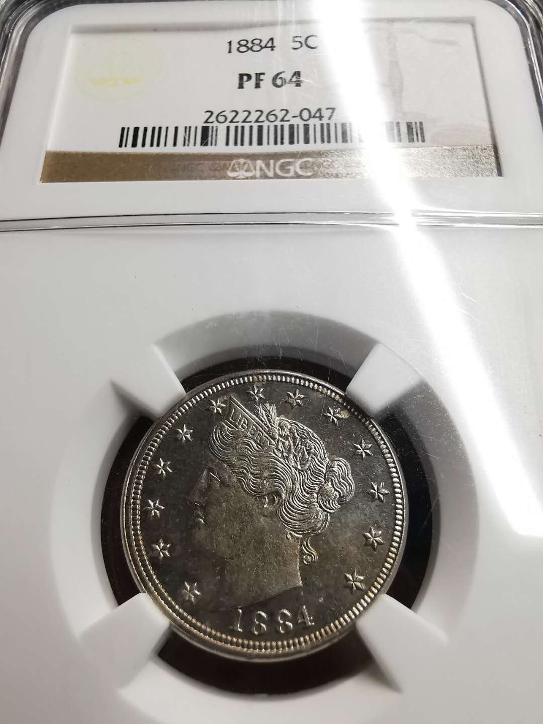 凡希社世界钱币微拍第一百五十六期 荐！1884美国精铸镍5分NGC-PF64