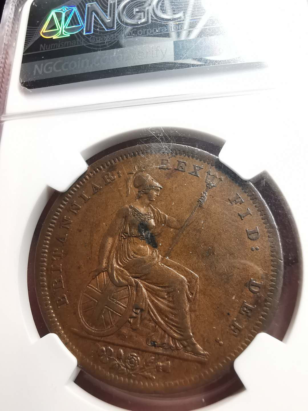 凡希社世界钱币微拍第一百五十六期 1825英国乔治四世便士大铜NGC-AU58