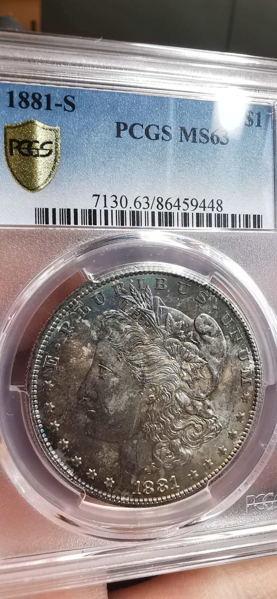 凡希社世界钱币微拍第一百五十六期 1881S摩根壹圆PCGS-MS63五彩！