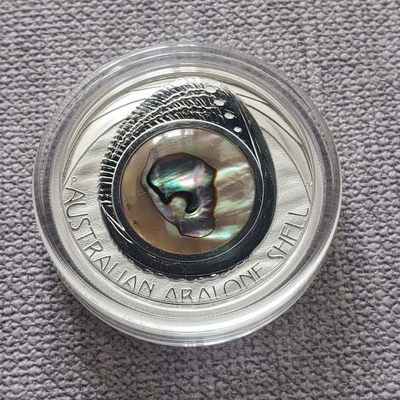 0起1加-纯粹捡漏拍-22场 - 澳大利亚2014年1元贝壳镶嵌精制银币-原盒证全量5000