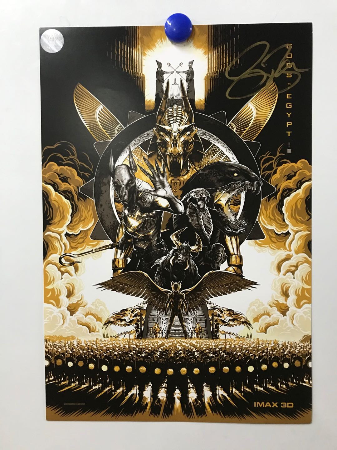 零元拍：“斯巴达王李奥尼达”杰拉德·巴特勒亲笔签名《神战：权利之眼》原版IMAX海报