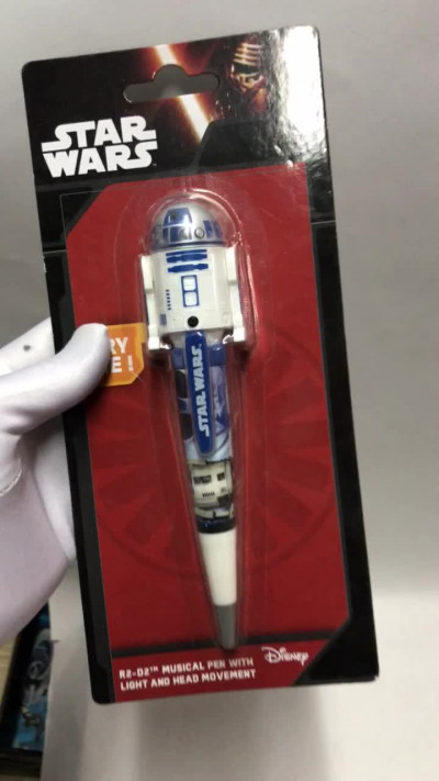 零元拍：迪斯尼正版星球大战R2D2可发声发光个性圆珠笔