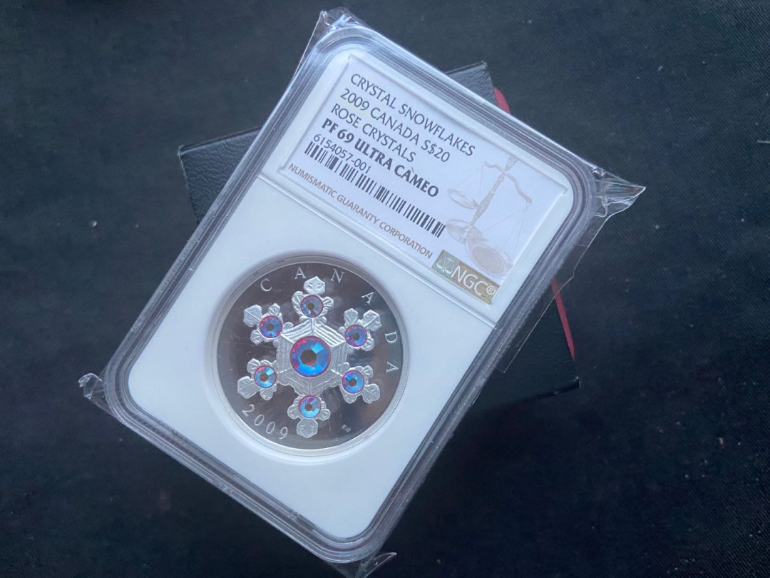 【币观天下】第146期钱币拍卖 【加拿大】2009年雪花镶嵌宝石银币
