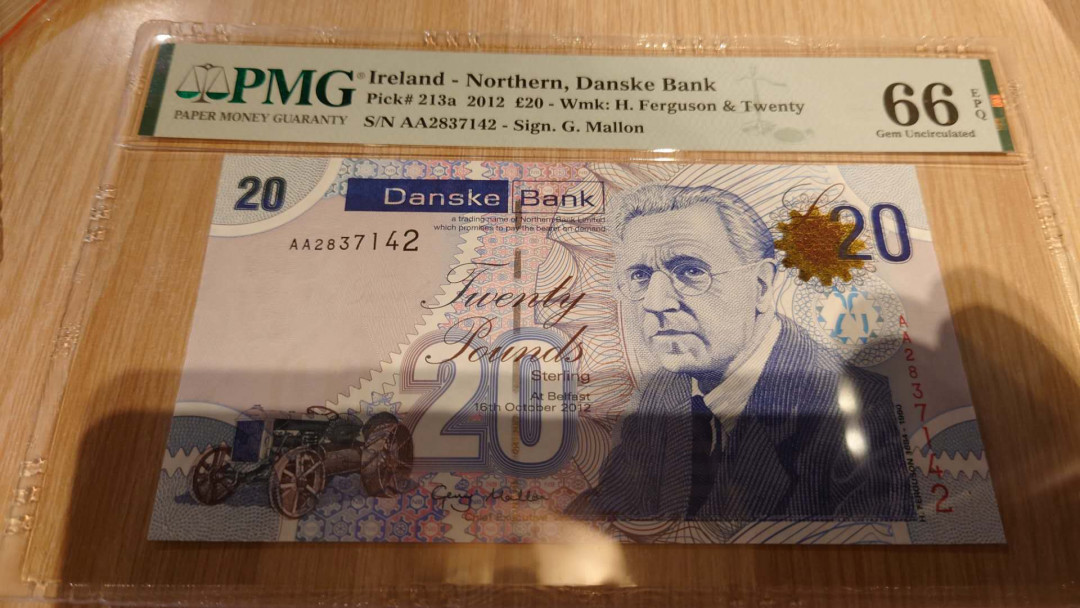 陆续更新【囧羊收藏】精选微拍第23期暨2021年第十四期 2012年北爱尔兰20镑 首发AA冠尾号42 PMG66E