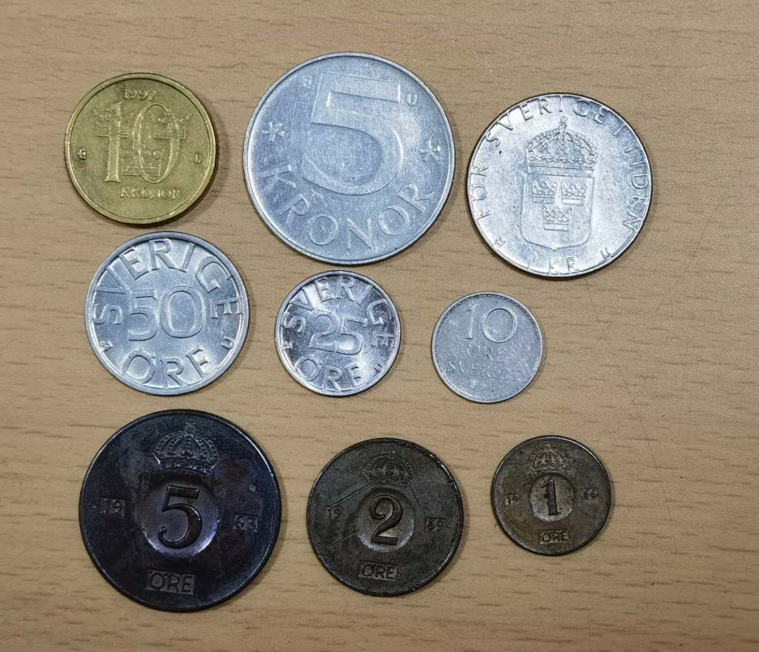 北京马甸外币专卖微拍第五十一期，外国流通币，非贵金属纪念币专场，陆续上新欢迎关注 瑞典流通币9枚／套，品相如图