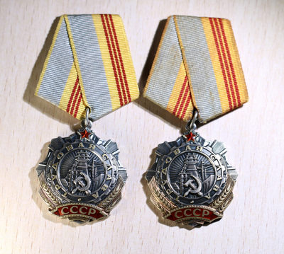 大猫徽章拍卖157期 - 三级劳动光荣两枚 其中一枚有微小剥皮