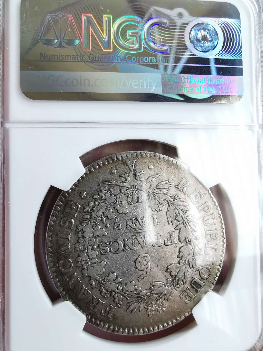凡希社世界钱币微拍第一百五十七期 荐！共和7年法兰西5法郎大银NGC-XFD稀少品种！