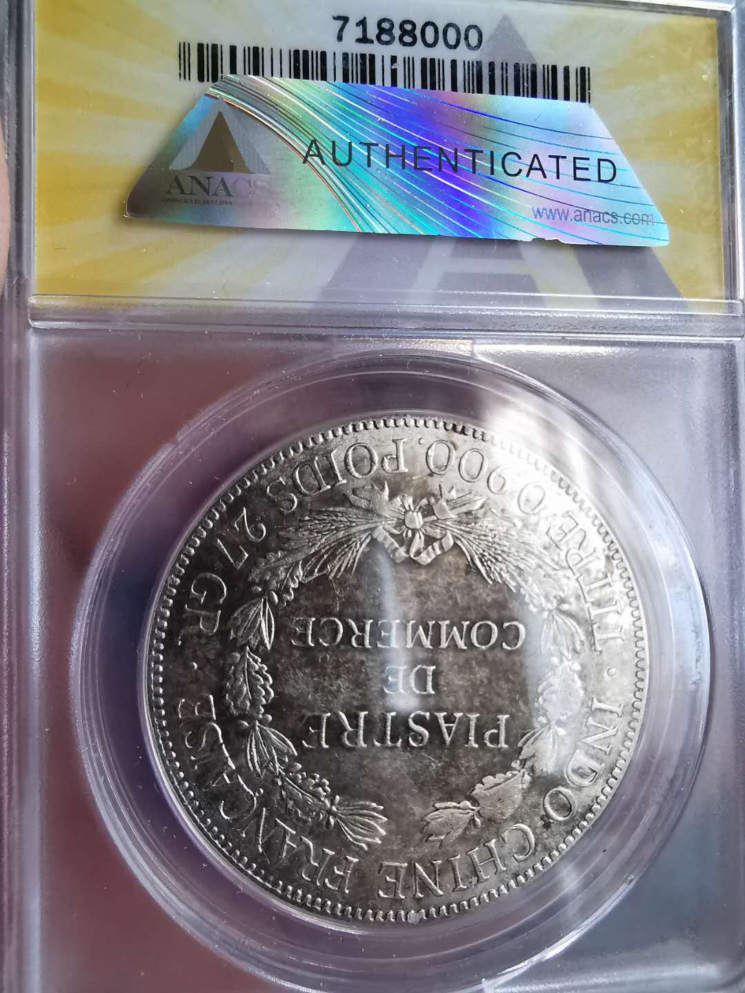 凡希社世界钱币微拍第一百五十七期 1921法属印度支那1P ANACS-EF40